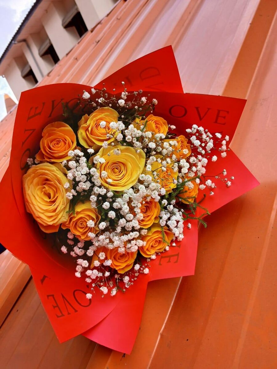 Bouquet de roses orange