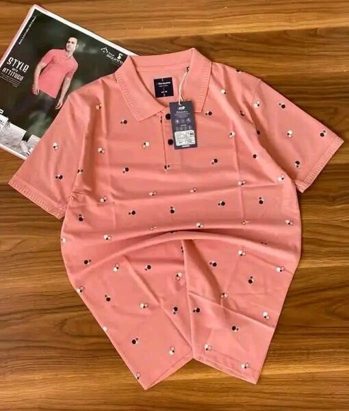 Polo homme rose à motifs