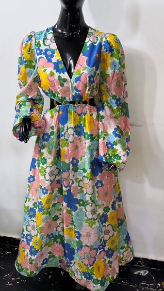 Robe Longue à Motifs Floraux