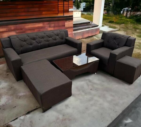 L shaped sofa with center table