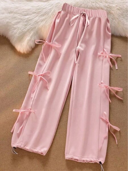 Lace up solid color sweatpants