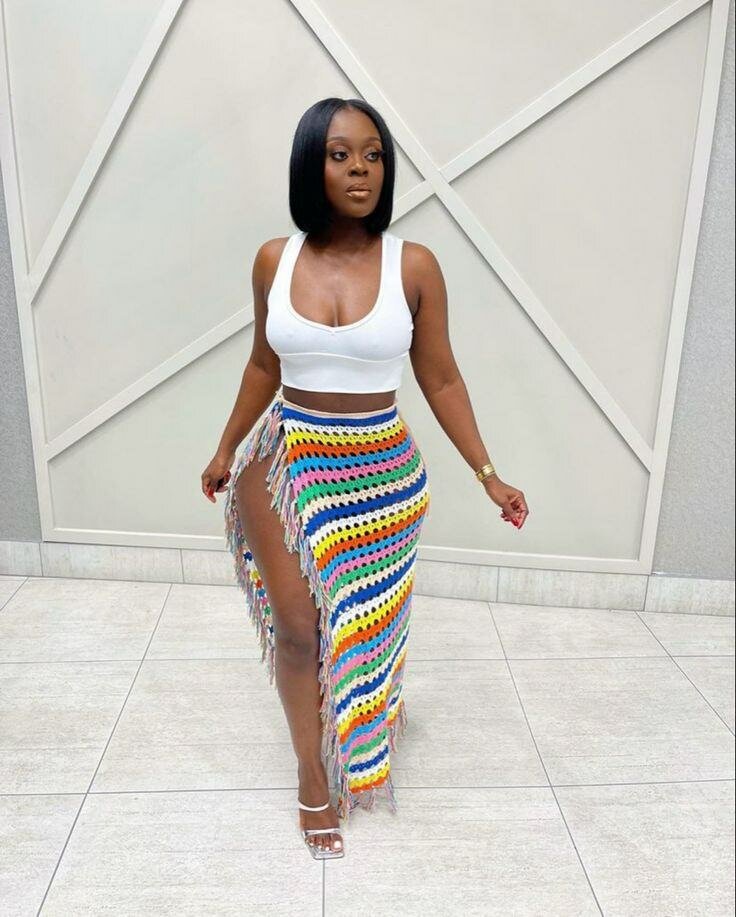 Jupe fendue crochet multicolore