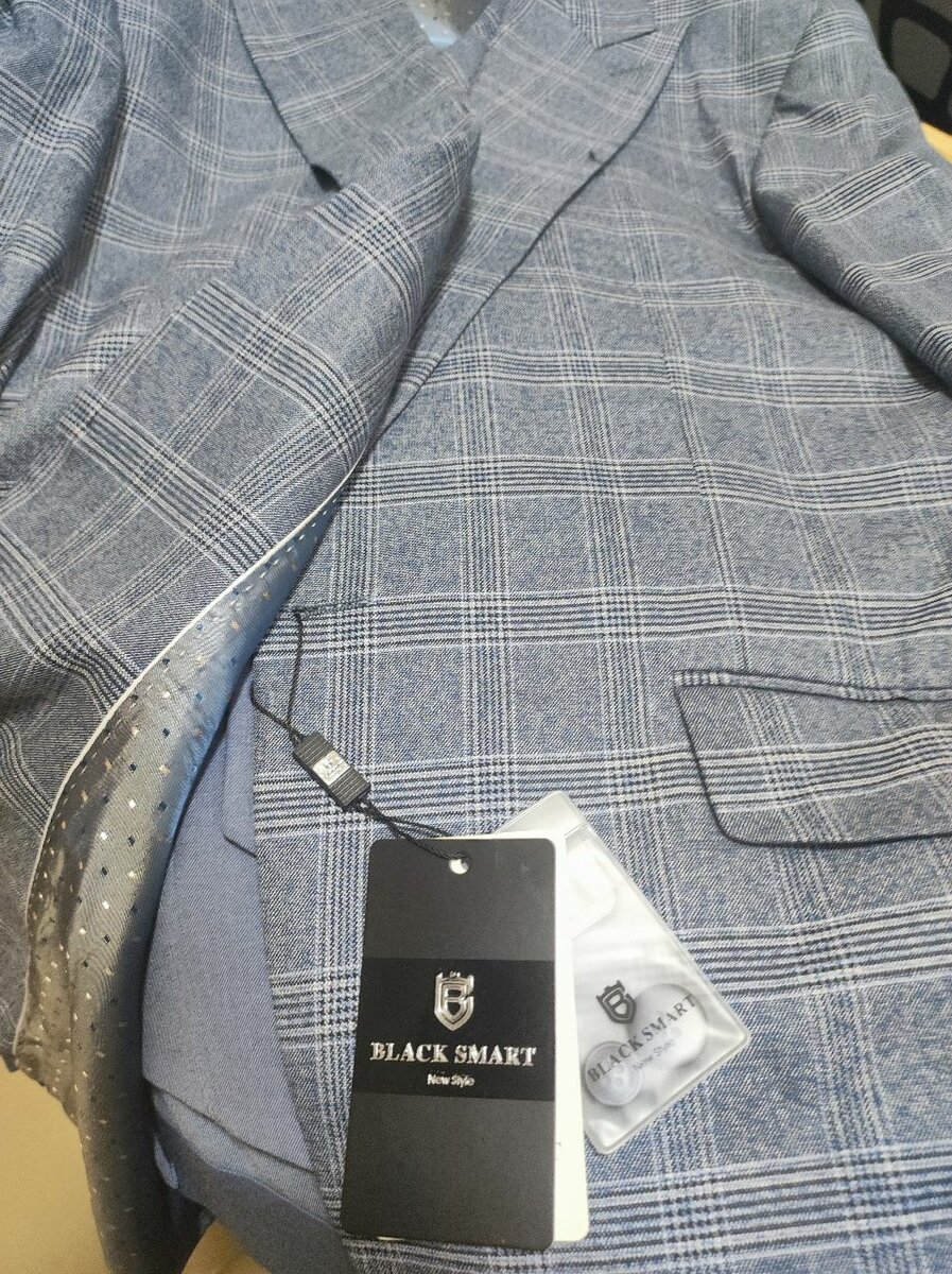 Veste de costume grise à carreaux BLACK SMART