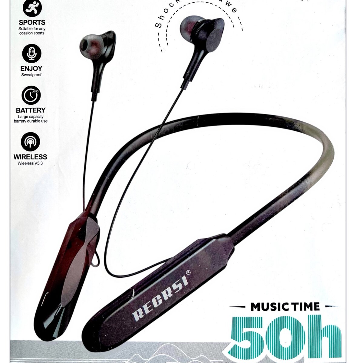 RECRSI Écouteurs Bluetooth 50h