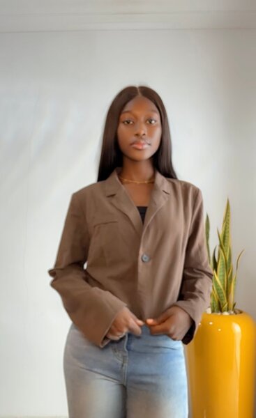 Veste courte marron pour femme