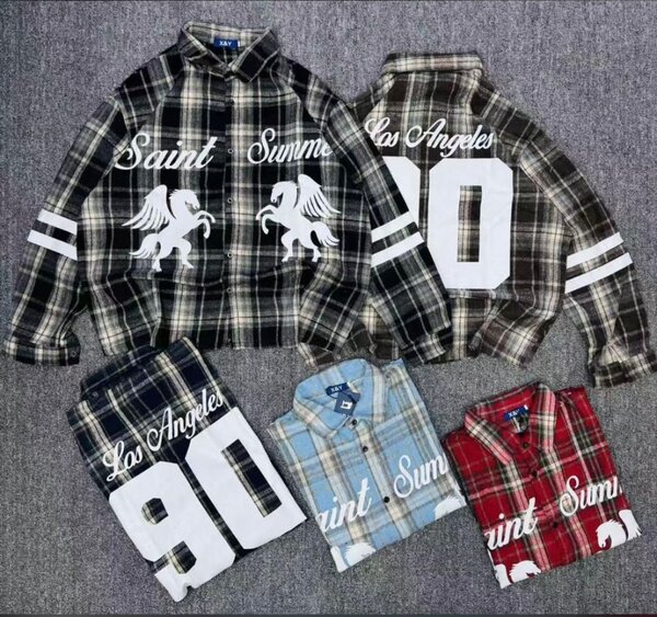 Plaid Graphic Oversized Shirts