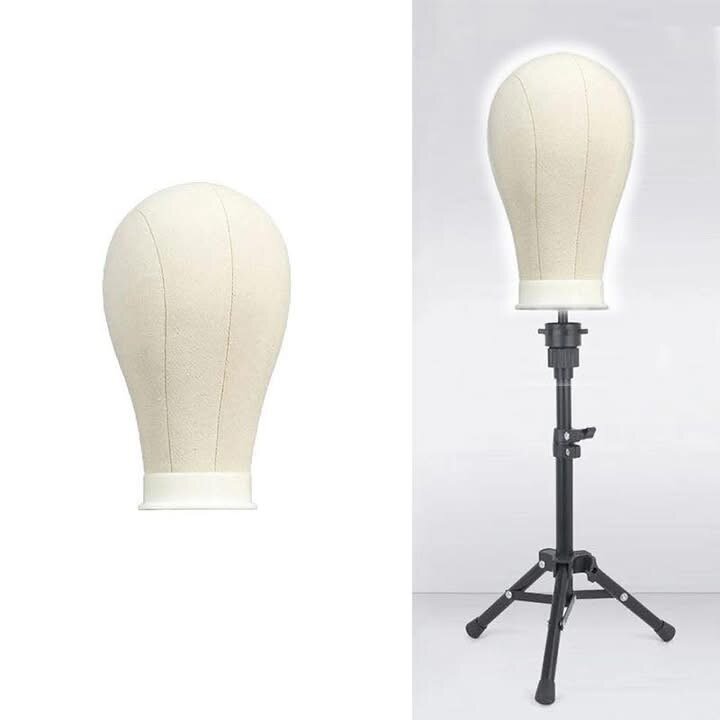 Tête à perruque avec trépied