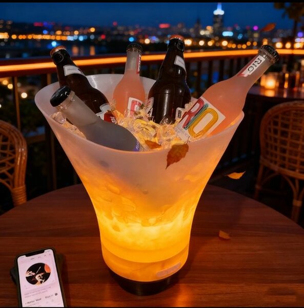 Seau à Champagne Lumineux pour Glace et Boissons