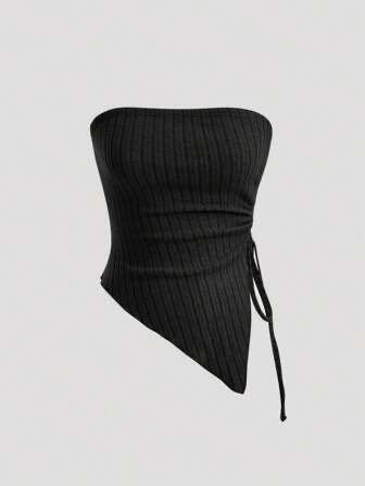 Top asymétrique noir élégant