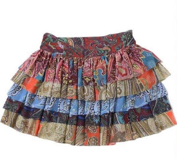 Jupe Bohème à Volants Colorés