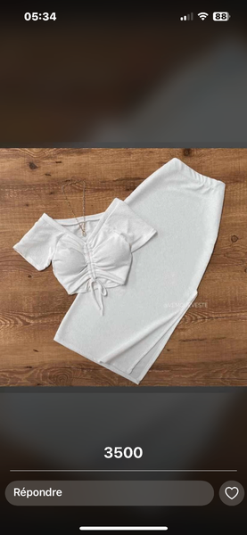 Ensemble Jupe et Haut Blanc
