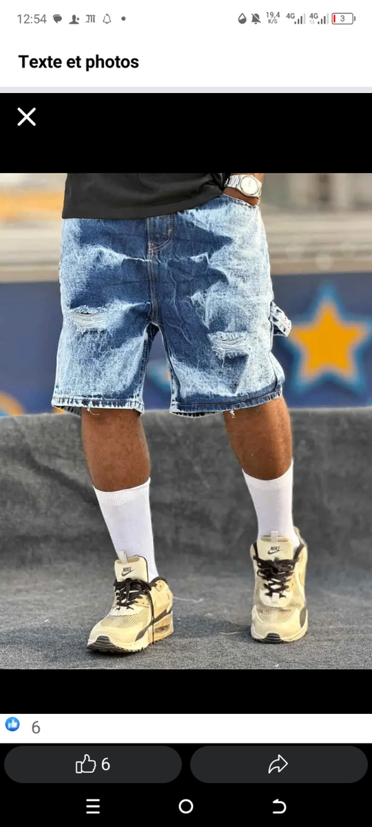 Shorts homme en jean déchiré