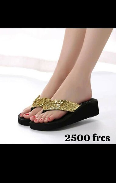 Tongs compensées paillettes