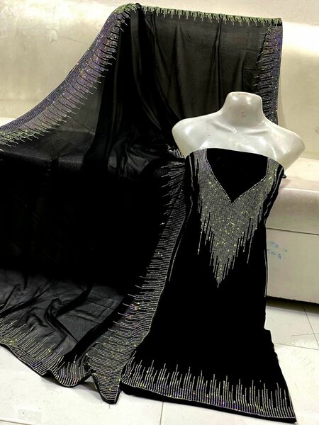 Chiffon cut stone work 2 pc ,6 colour available dc free