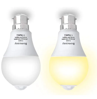 PIR Motion Sensor LED Bulb, B22, Bayonet, 13W, Warm White, 3000K, Equivalent to 100W Auto On,Off for Stairs, Garage ,Corridor, Basement, Walkway, 2 Pack