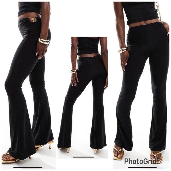 Pantalon évasé noir élégant