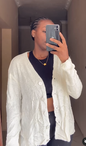 Short knitted cardigan with buttons color white size m