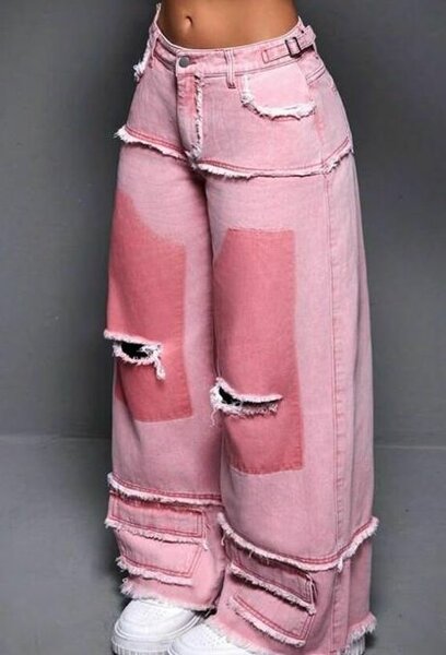 Jeans rose déchirés pour femme
