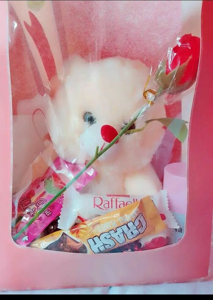 Cadeau Saint-Valentin Fille avec Ours et Chocolat