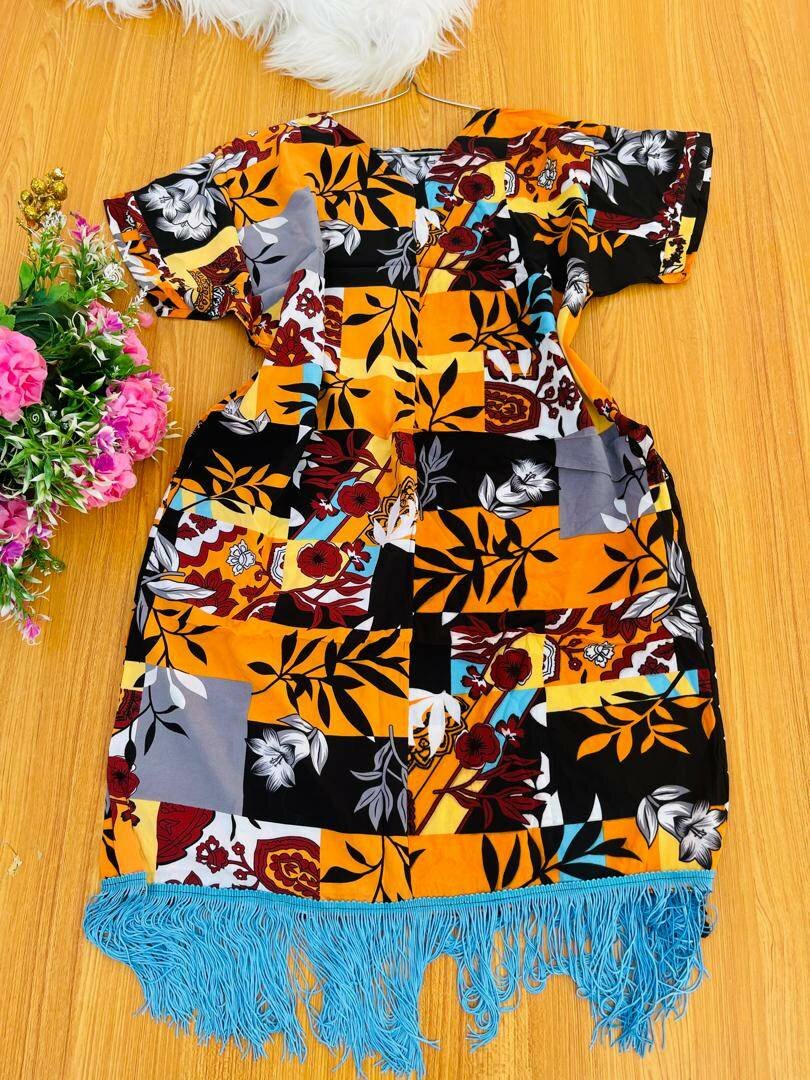 Short bubu with fringes and pocket