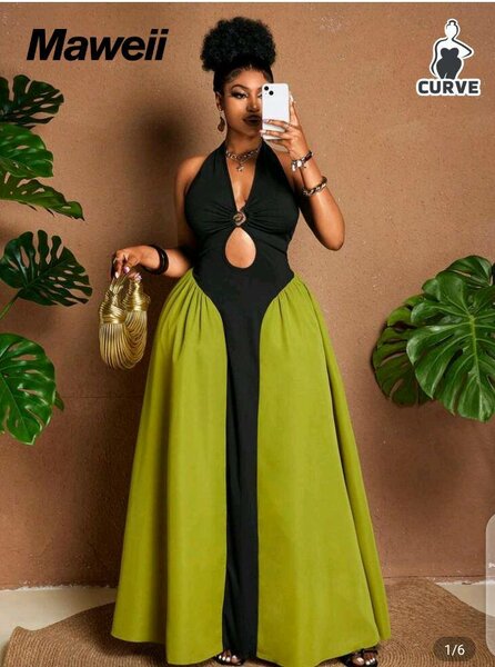 Robe Élégante Bicolore Femme