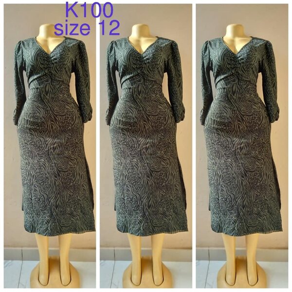 Dress dark gray with print, size 12