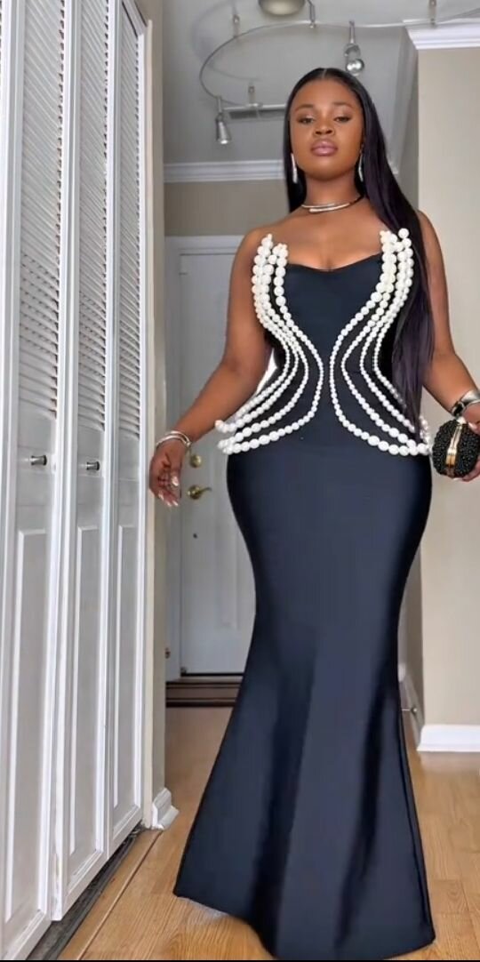 Robe Sirène Élégante Perlée