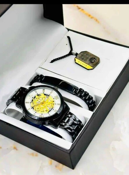 Montre Homme avec Bracelet et Pendentif