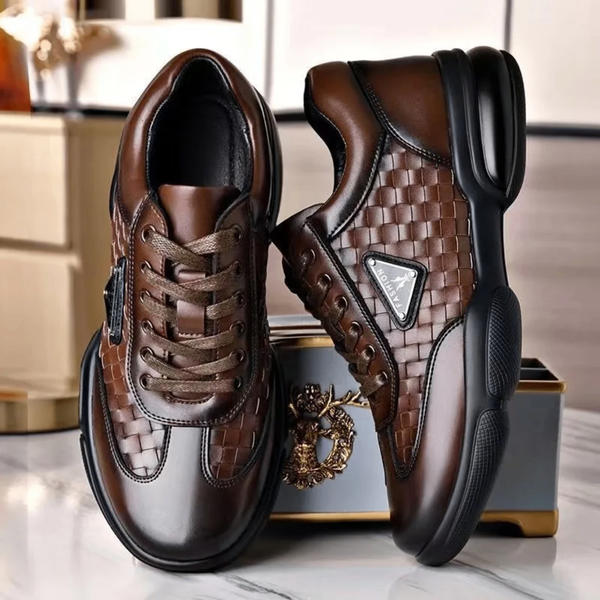 Chaussures homme en cuir noir et marron