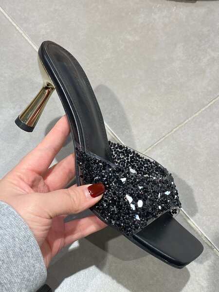 Mules à talons strass