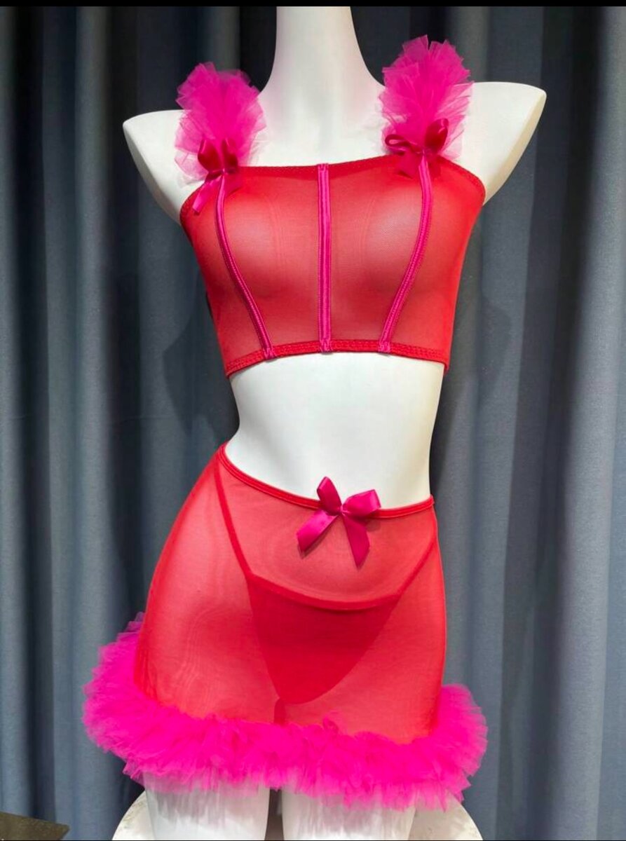 Ensemble lingerie rouge glamour