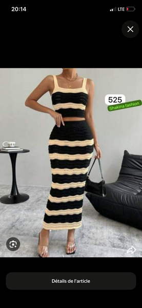 Robe Mi-Longue Rayée Élégante