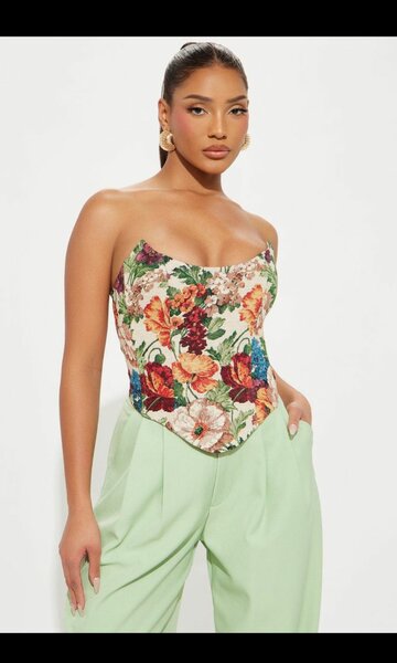 Tops Bustier Floral Femme Élégant
