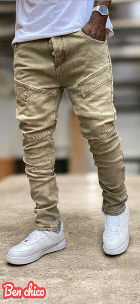 Jean cargo beige homme