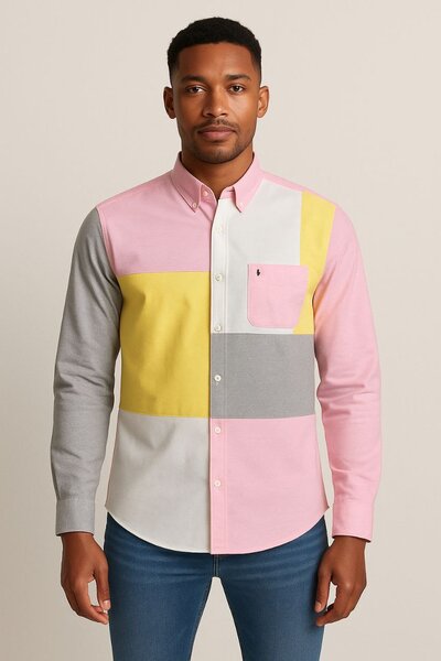 Chemise homme colorblock élégante