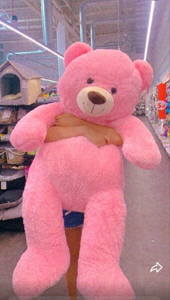 Gros ours en peluche rose