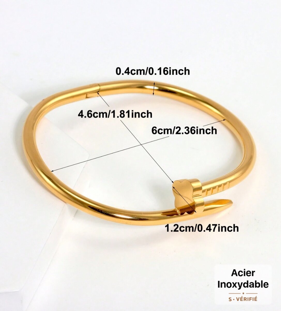 Bracelet clou en acier inoxydable