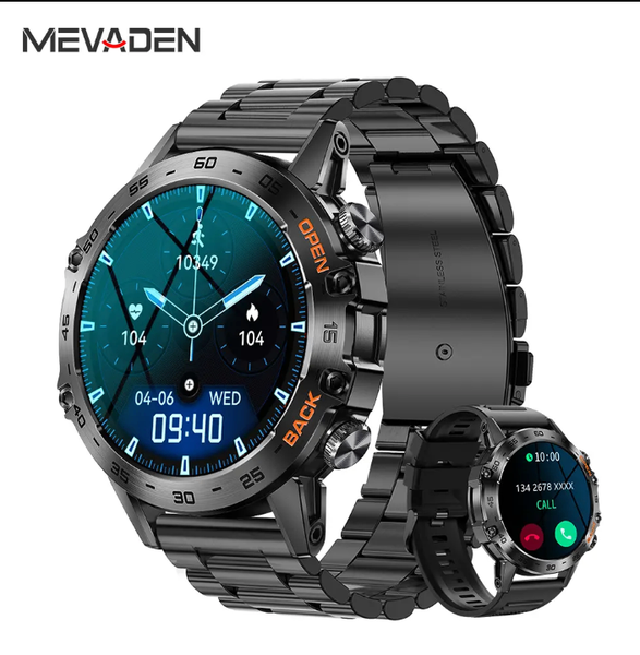 Stainless Steel Smart Watch/BT Call/Health Monitor/Andr/IOS