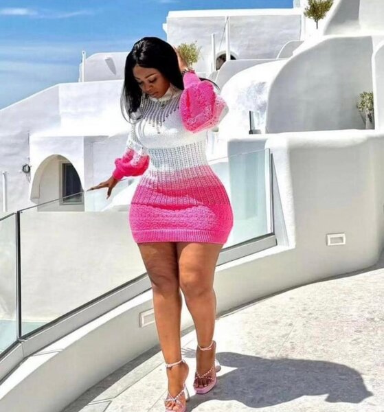 Robe Maille Blanche et Rose