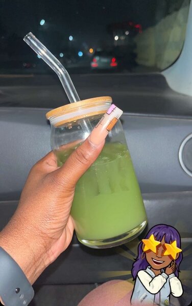 Mason jar with glass straw