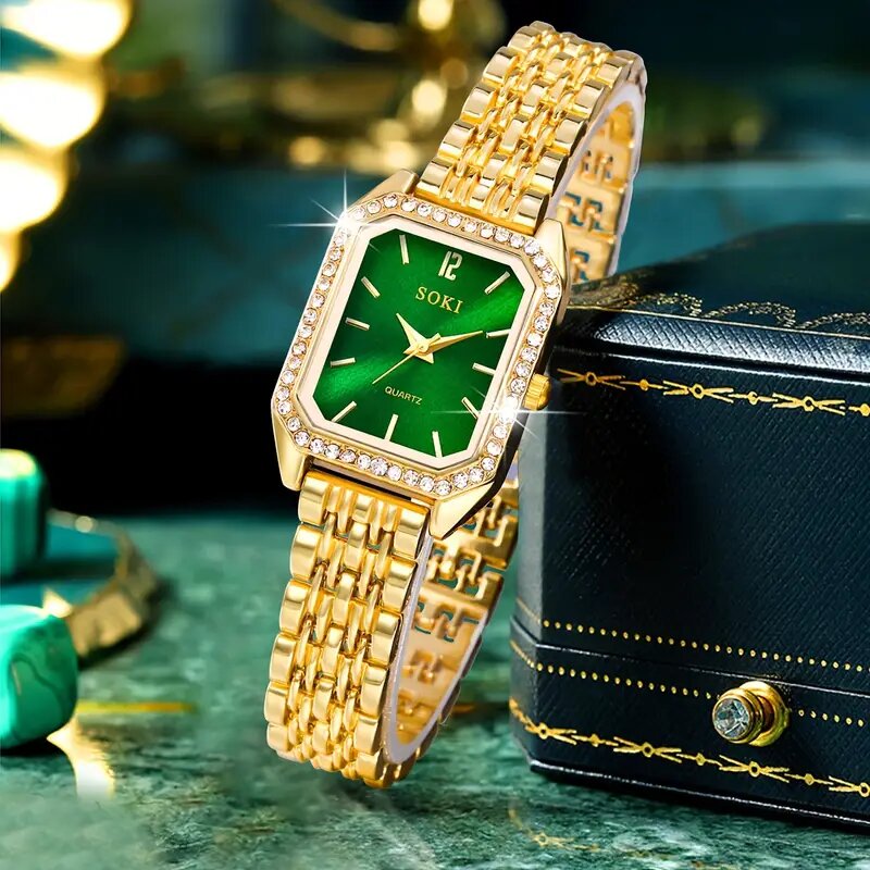 Rectangular watch Green dial