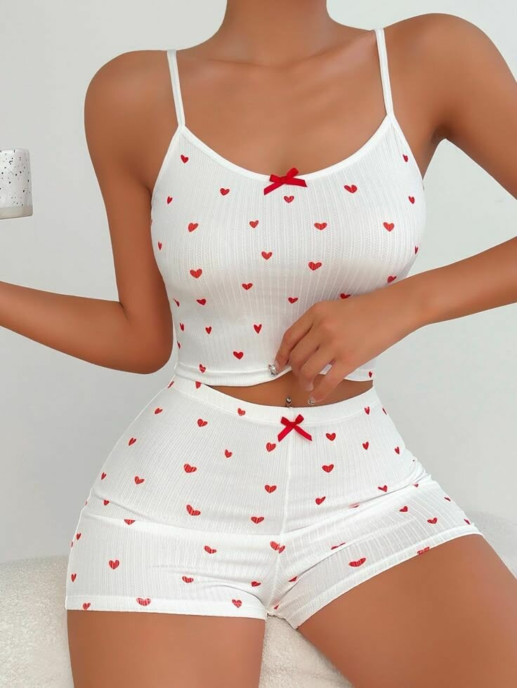 Pyjama femme cœur coton doux
