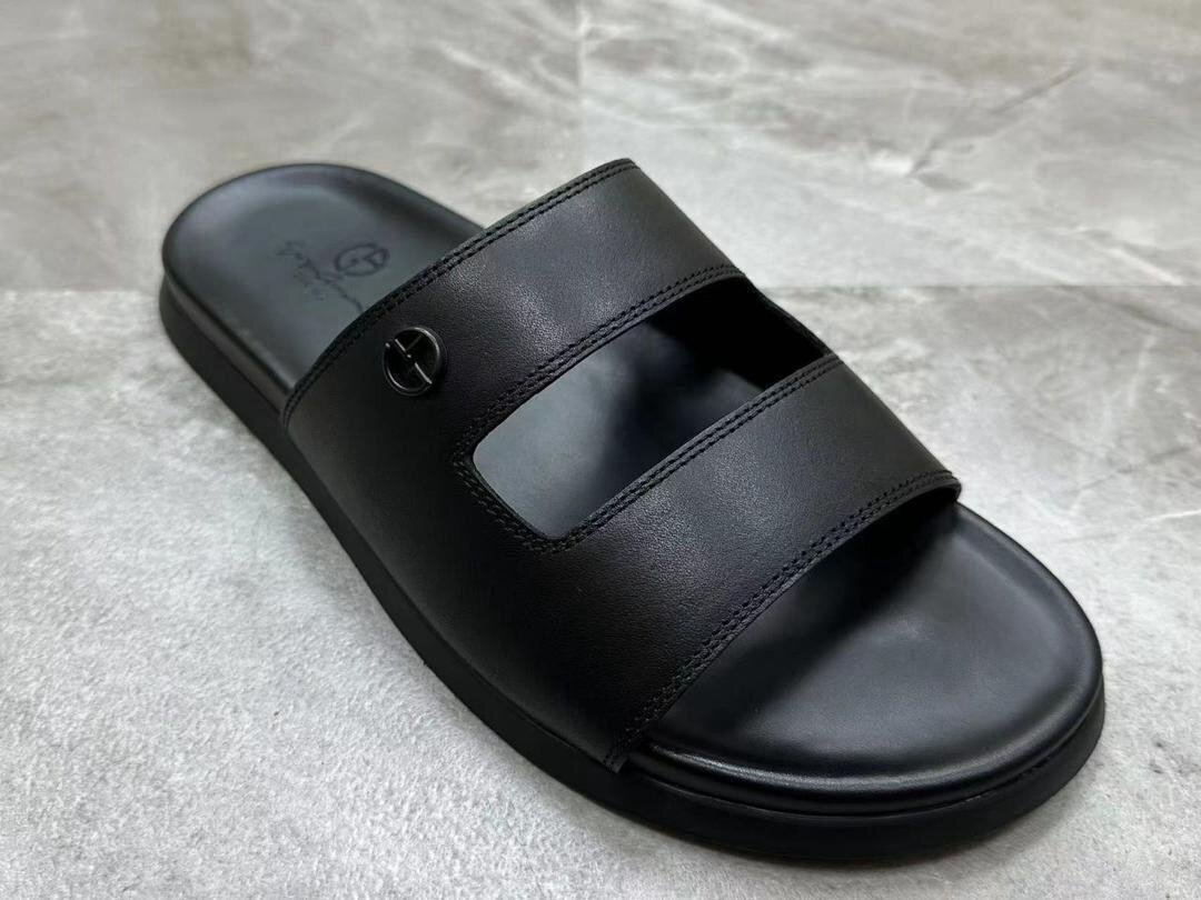 Sandales homme en cuir noir