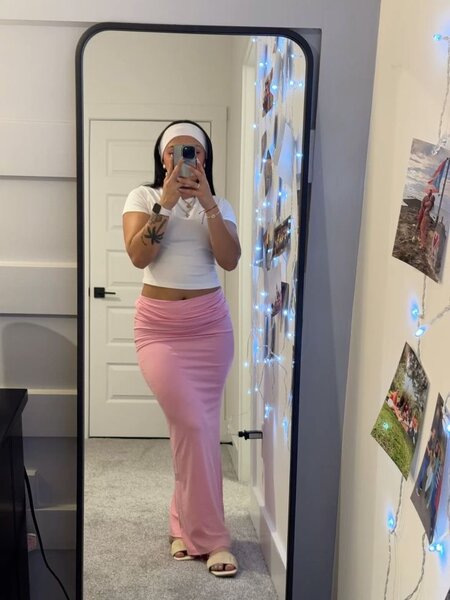 Jupe longue rose élégante