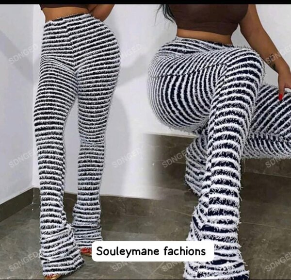 Pantalon évasé rayé femme