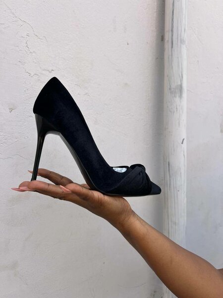 Black suede heel