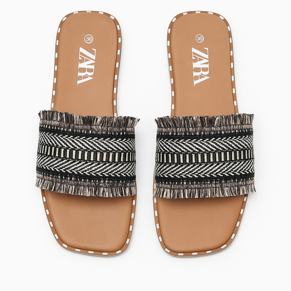 Sandales tissé multicolore