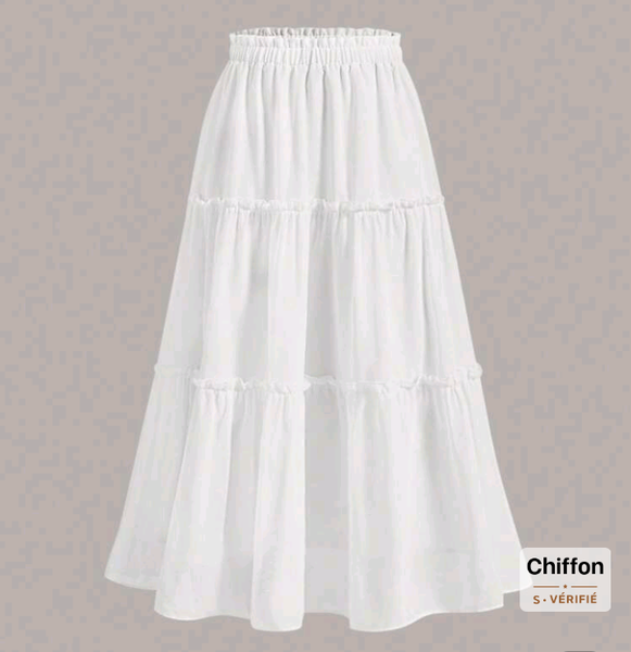 Jupe longue blanche en chiffon
