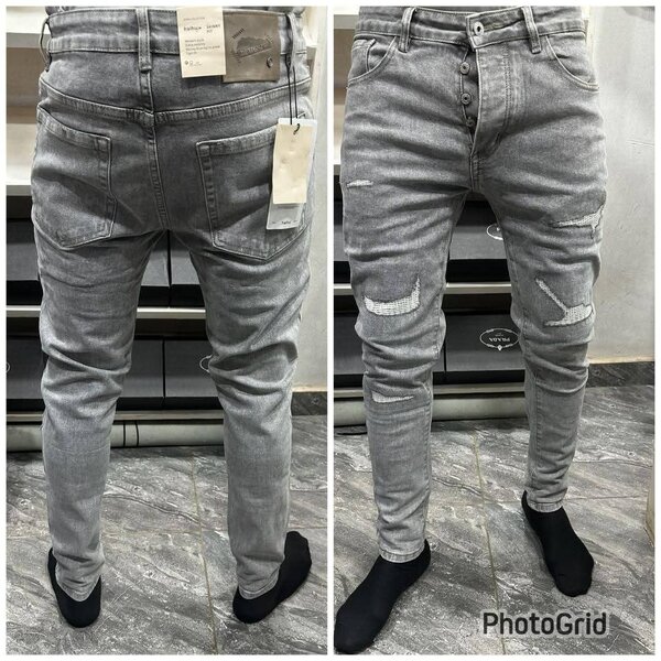 Jean slim gris délavé homme