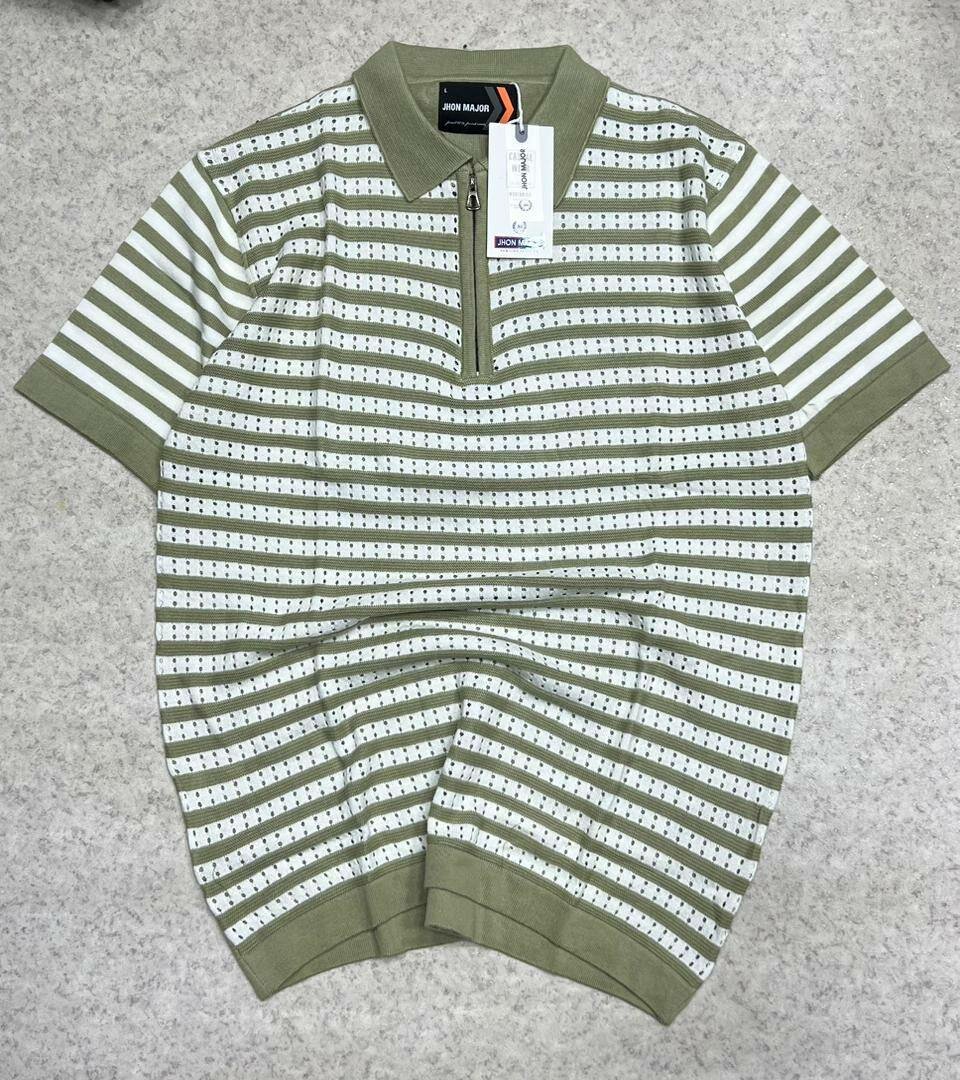 Polo rayé en maille pour homme